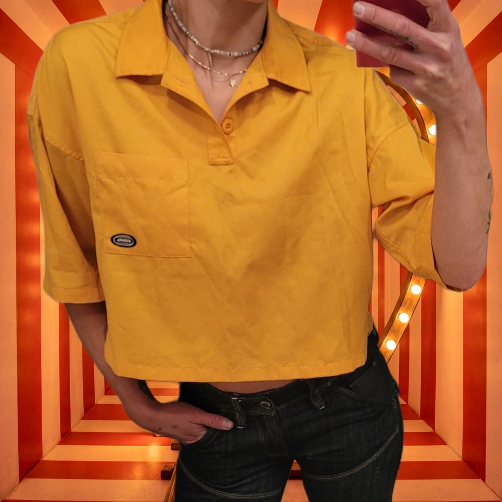 X-GIRL Anonymity Collared Cropped Workwear Shirt